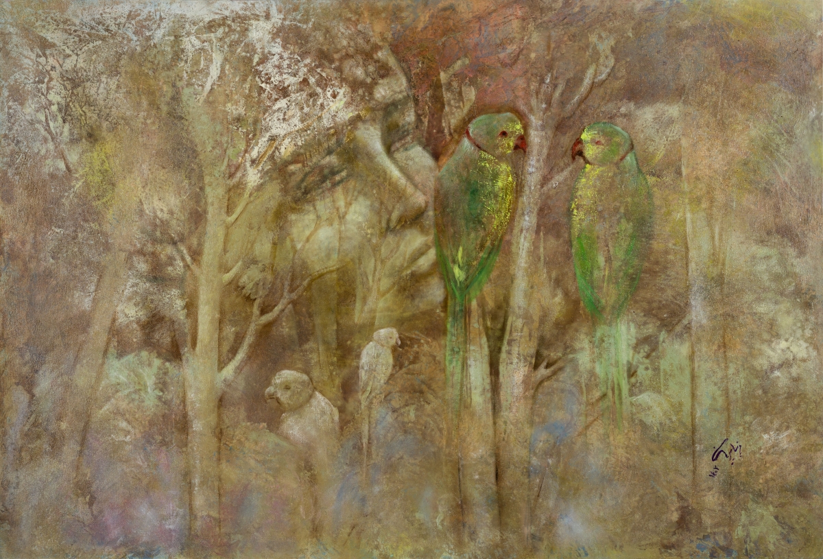 Parrot and girl - Large Size